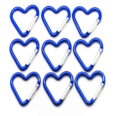 Pack 100 Heart Shaped Aluminum Alloy Keychain Clip Carabiner Hook Key Holder by ONDEPOT (Blue Heart Clip)