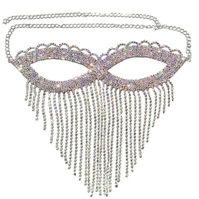 Astage Full Covered Rhinestone Face Mask Diamond Veil Masquerade Wedding Jewelry