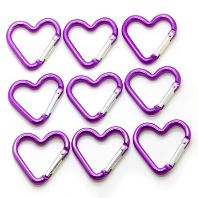 Pack 100 Heart Shaped Aluminum Alloy Keychain Clip Carabiner Hook Key Holder by ONDEPOT (Purple Heart Clip)
