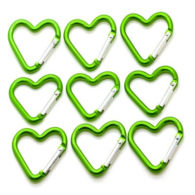 Pack 100 Heart Shaped Aluminum Alloy Keychain Clip Carabiner Hook Key Holder by ONDEPOT (Green Heart Clip)