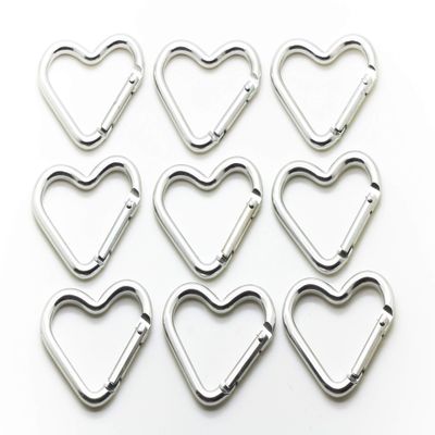 Pack 100 Heart Shaped Aluminum Alloy Keychain Clip Carabiner Hook Key Holder by ONDEPOT (Silver Heart Clip)