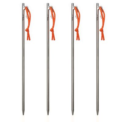 TiTo Titanium Tent Pegs Stakes Lightweight Snowfield Grassland Heavy Duty Tent Nails for Outdoor Camping Hiking and Plant Support Garden Stakes 4pcs/6pcs (8350mm-4pcs)