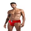 JOCKMAIL Athletic Supporter Underwear with 3" Waistband Gym Workout Strap Brief Men Thong (M, Red) view 2