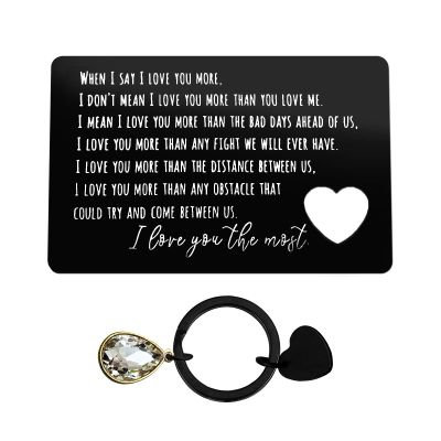 Xiahuyu Valentines Day Gifts for Men Engraved Wallet Card Insert for Boyfriend Fiance Husband Christmas Birthday Gift Wedding Anniversary Card Gift I Love You Gifts for Him Boyfriend