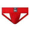 JOCKMAIL Athletic Supporter Underwear with 3" Waistband Gym Workout Strap Brief Men Thong (L, Red) view 1
