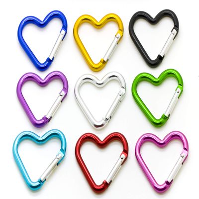 Pack 100 Heart Shaped Aluminum Alloy Keychain Clip Carabiner Hook Key Holder by ONDEPOT (Assorted Color (Mix))