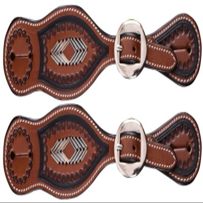 Showman Youth Embossed Argentina Cow Leather Spur Straps
