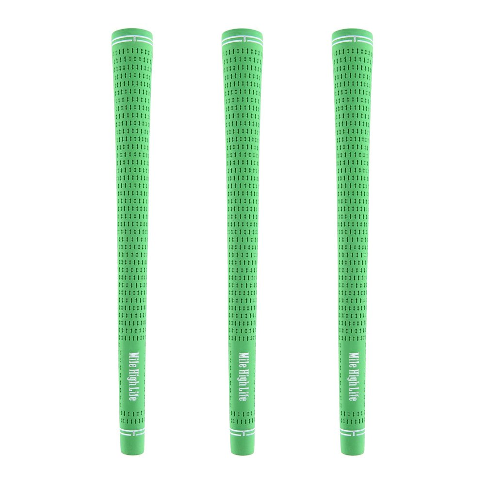 Mile High Life Golf Grips | Standard Golf Club Grips | 3 Pack or 13 Pack Golf Grips Bundle | Anti-slip Rubber Golf Grip for Men, Women, Juniors(3 Pack Green)