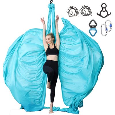 SKYPHAROS 11 Yards Aerial Silks Yoga Swing Set - Aerial Yoga Hammock Kit Anti-Gravity Flying for Fitness, Low/Non Stretch Nylon Tricot Fabric Hardware Included for Dance