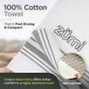 Zumi 100% Cotton Quick Dry Large Travel Towel - Soft, Thin, Compact, Highly Absorbent, Lightweight Camping Towel for Beach, Gym, Bath, Shower, Swimming, Dorm, RV - White view 2