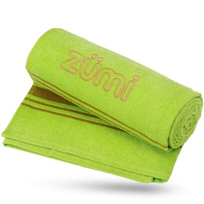 Zumi 100% Cotton Quick Dry Travel Towel - Soft, Thin, Compact, Highly Absorbent, Lightweight Camping Towel for Beach, Gym, Bath, Shower, Swimming, Dorm, RV - Green