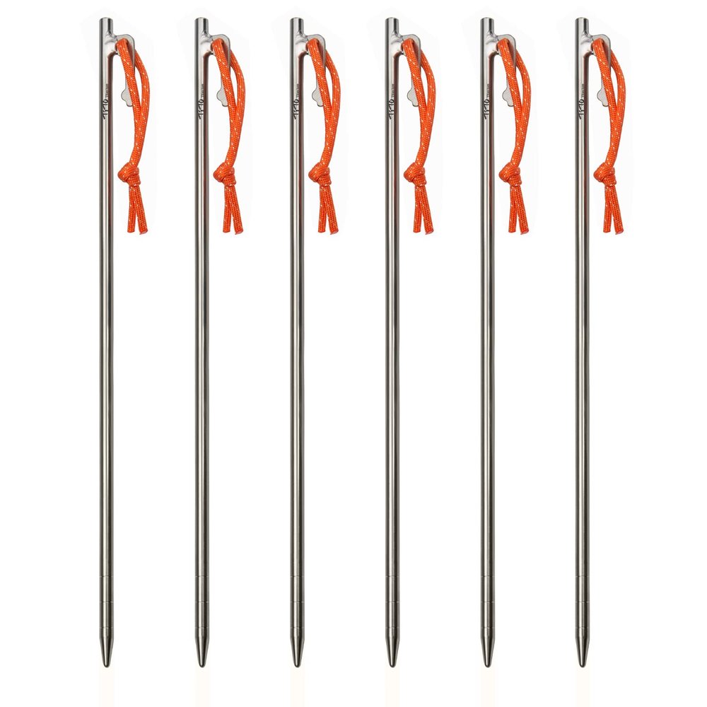 TiTo Titanium Tent Pegs Stakes Lightweight Snowfield Grassland Heavy Duty Tent Nails for Outdoor Camping Hiking and Plant Support Garden Stakes 4pcs/6pcs (8350mm-6pcs)