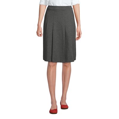 Lands' End Women's Ponte Pleat Skirt Top of Knee 0 Charcoal Heather