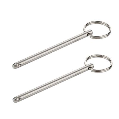 2 Pack Quick Release Pin, Diameter 1/4"(6.3mm), Overall Length 4.1"(105mm), Usable Length 3-1/2"(89mm), Full 316 Stainless Steel, Bimini Top Pin, Marine Hardware