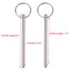2 Pack Quick Release Pin, Diameter 1/4"(6.3mm), Overall Length 4.1"(105mm), Usable Length 3-1/2"(89mm), Full 316 Stainless Steel, Bimini Top Pin, Marine Hardware view 3