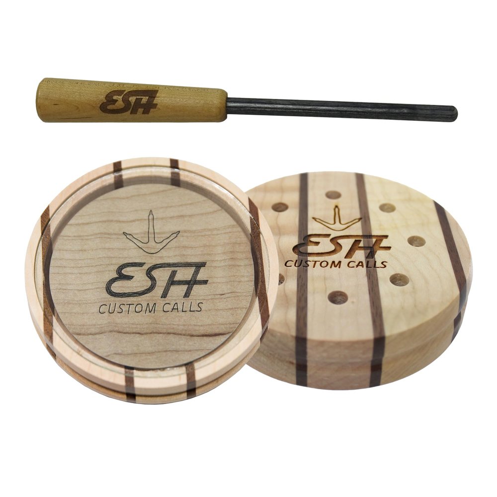 ESH Laminated Glass Turkey Pot Call with Hickory Striker Realistic Wild Turkey Sounds for Hunting Premium Turkey Hunting Accessories