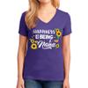 Happiness is Being A Nana Shirt Cute Floral Women V Neck T-Shirt view 2