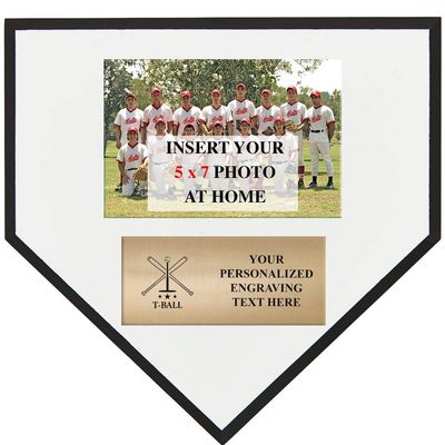 Crown Awards 10" T-Ball Home Plate Team Photo Plaque, Custom Engraved T-Ball Trophy, Insert Your Own 5X7 Photo, Engraving Included, Prime