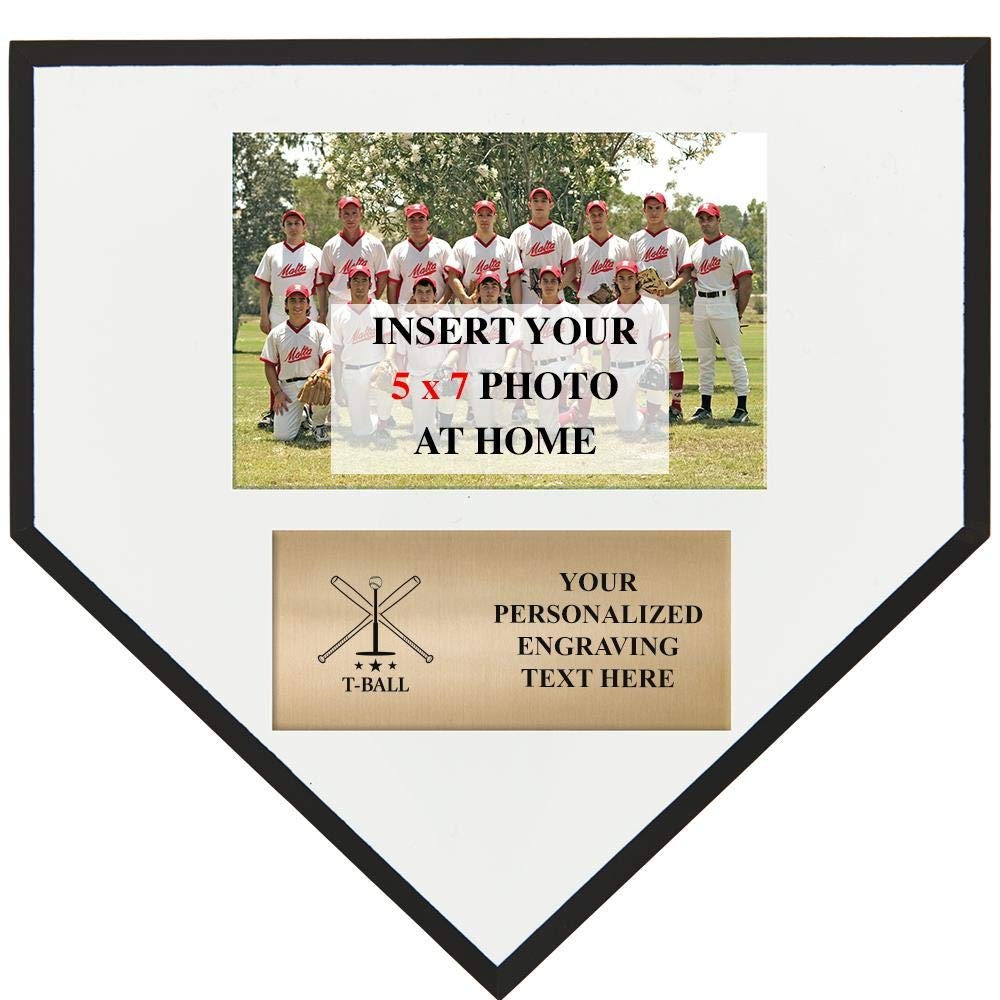 Crown Awards 10" T-Ball Home Plate Team Photo Plaque, Custom Engraved T-Ball Trophy, Insert Your Own 5X7 Photo, Engraving Included, Prime