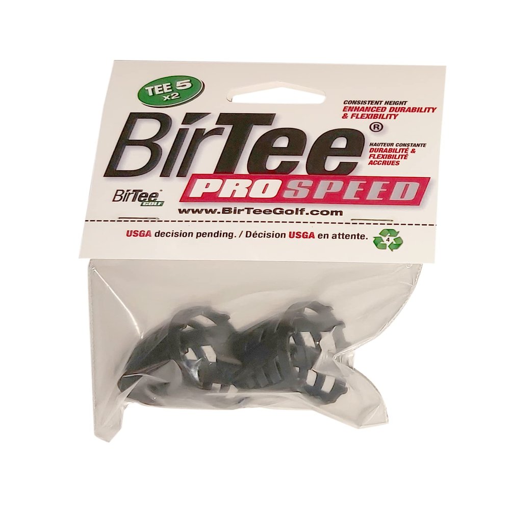 BirTee Pro Golf Tees - Size #5 (1 1/4") Individual Size Pack - 2 Tees Per Pack. Winter/Mat/Simulator Tees (Black)
