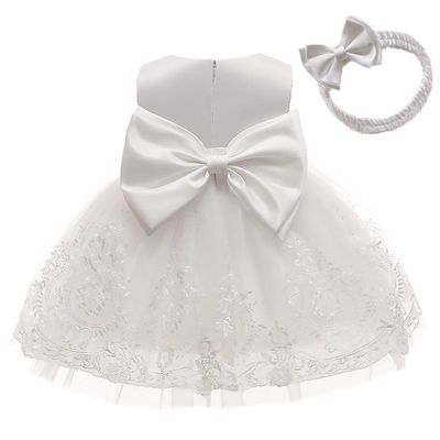 Bowknot Baby Girl Baptism Christening Ball Gown Dresses Toddler Wedding Bridesmaid Clothes Christmas Lace Tutu Dress 5T 6T White 120