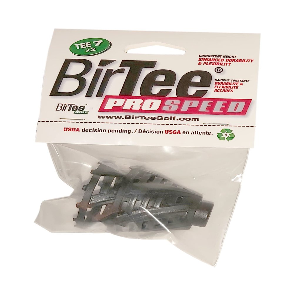 BirTee Pro Golf Tees - Size #7 (1 3/4") Individual Size Pack - 2 Tees Per Pack. Winter/Mat/Simulator Tees (Black)