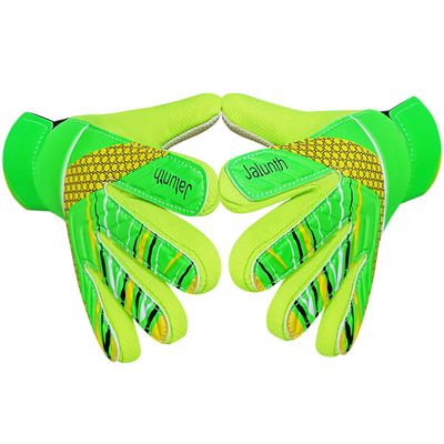 Jalunth Youth Soccer Goalkeeper Goalie Gloves Boys Girls Goal Keeper Field Player Glove Ages 11-13 Years Old Anti-Slip Latex Palm Soft Pu Hand Back Size 8 Green
