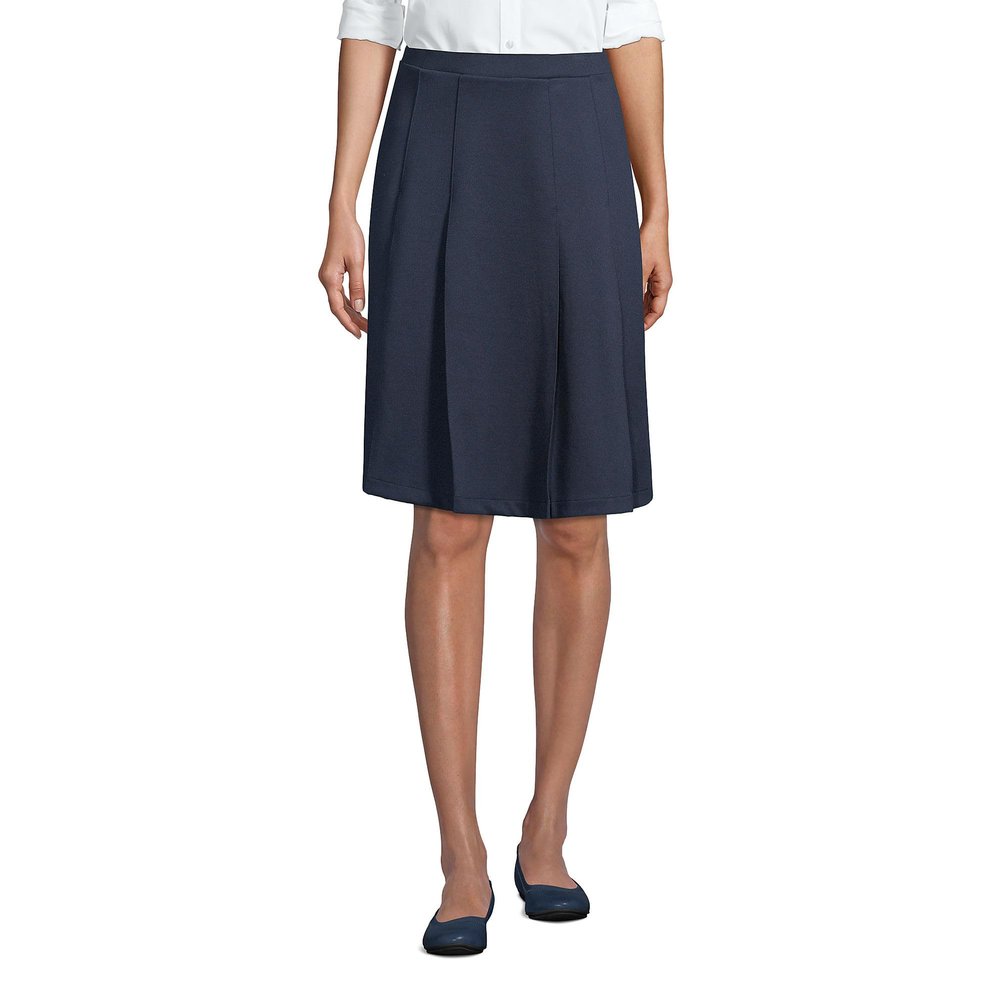 Lands' End Uniform Ponte Pleat Skirt Classic Navy Womens Regular 16