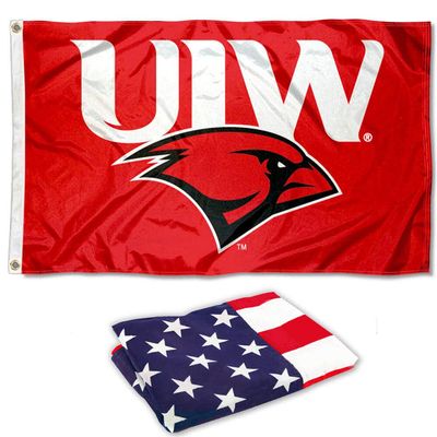 College Flags & Banners Co. Incarnate Word Cardinals Flag and USA 3x5 Foot Flag Set