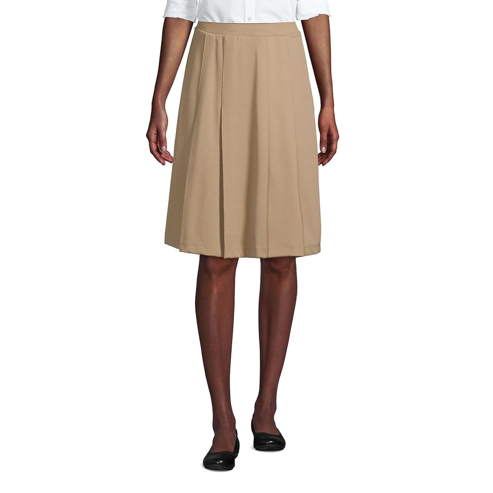 Lands' End Women's Ponte Pleat Skirt Top of Knee 0 Khaki