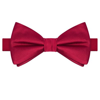 KissTies Pre-Tied Boys Bow Ties Apple Red Solid Satin Bowtie + Gift Box