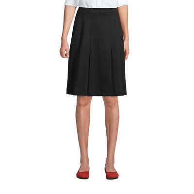 Lands' End Uniform Ponte Pleat Skirt Black Womens Regular 16