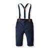 Baby Boys Gentleman Suit Long Sleeve Plaid Button Down Shirt Tuxedo Bow Tie Overalls Y back Suspender Long Pants Birthday Cake Wedding Party Formal Suit Ring Bearer Clothes Set Gray Plaid 12-18 Months view 4
