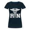 Spreadshirt RN Registered Nurse Rod Asclepius Womens Premium T-Shirt, S, deep Navy view 1