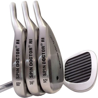Spin Doctor RI Golf Wedge with The Replaceable Insert System | Steel Wedge | New 52 Pitching Wedge, 56 Sand Wedge, 60 Lob Wedge - Reverse Groove and Titanium Inserts - Left Hand (Set of 3)