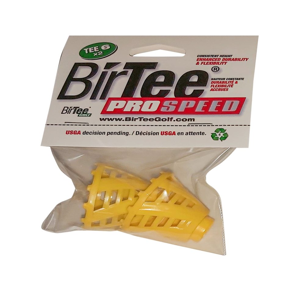 BirTee Pro Golf Tees - Size #6 (1 1/2") Individual Size Pack - 2 Tees Per Pack. Winter/Mat/Simulator Tees (Yellow)