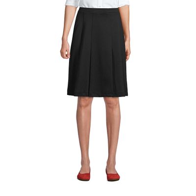 Lands' End Uniform Ponte Pleat Skirt Black Womens Regular 6