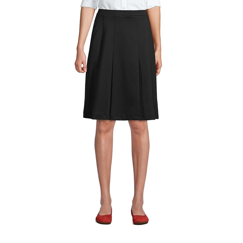 Lands' End Uniform Ponte Pleat Skirt Black Womens Regular 6
