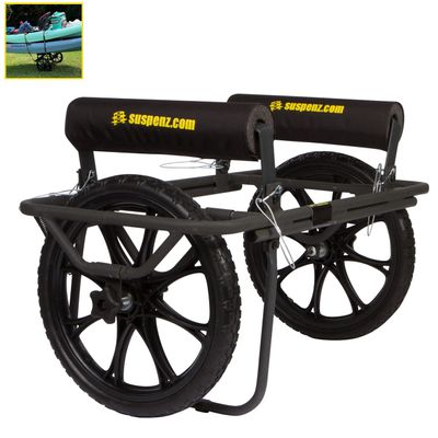 Suspenz Kayak Canoe Transport Cart, All-Terrain Super Duty Trolley Carrier with No-Flat Airless Wheels and Kickstand, 350 lb Load Capacity, Black (22-9908)