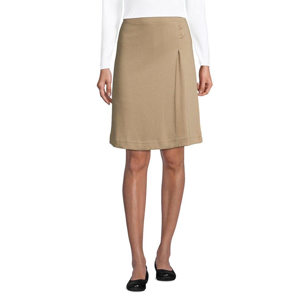 Lands' End Uniform Solid Knit Skort Above The Knee Khaki Womens Regular 16