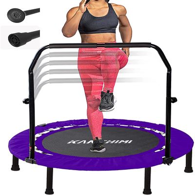 Kanchimi 40" Folding Mini Fitness Indoor Exercise Workout Rebounder Trampoline with Handle, Max Load 330lbs(Purple)