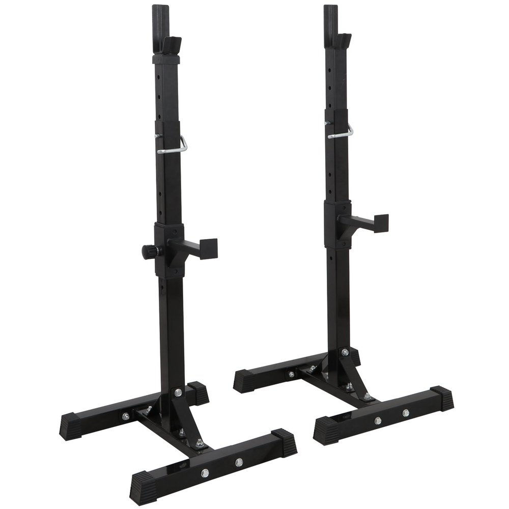 Saturnpower Pair of Adjustable Squat Rack 40inch-66inch Barbell Bracket Solid Steel Free Press Bench, Home Gym Portable Dumbbell Racks Stands, Family Sports Fitness Equipment,Black