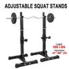 Saturnpower Pair of Adjustable Squat Rack 40inch-66inch Barbell Bracket Solid Steel Free Press Bench, Home Gym Portable Dumbbell Racks Stands, Family Sports Fitness Equipment,Black view 2