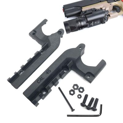 LThyzszb 1911 Picatinny Rail Adapter Mount, 21mm Under Rail Laser Flashlight Mount for Colt 1911 and Cloneswith Four Screws, Four Nuts, and a Hexagon Wrench (Black)