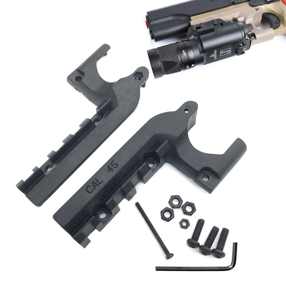 LThyzszb 1911 Picatinny Rail Adapter Mount, 21mm Under Rail Laser Flashlight Mount for Colt 1911 and Cloneswith Four Screws, Four Nuts, and a Hexagon Wrench (Black)
