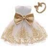 Christening Embroidery Lace Birthday Christmas Easter Flower Baby Girl Dress Princess Formal Prom Tutu Ball Gown 3M White Gold 60 view 1