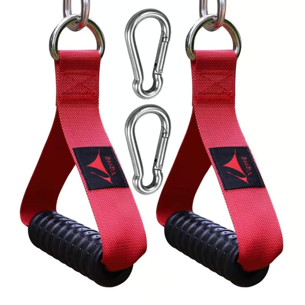 Vigoog Heavy Duty Gym Exercise Handles Attachment for Cable Machine,Resistance Band,Pulley System Home Fitness Workout Equipment, with Elastic Rubber Grip and 2 Large Carabiners
