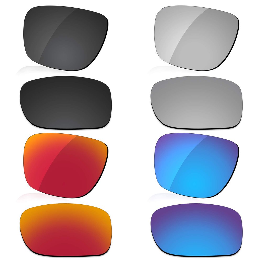 LenzReborn Polarized Lens Replacement for Oakley Holbrook OO9102 Sunglass - Dark Black+Silver Grey+Fire Red+Ice Blue