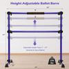 Costzon Ballet Bar, 4ft Freestanding Double Ballerina Bar with Adjustable Height, Heavy Duty Dancing Bar w/Foam Pads, Portable Ballet Barre for Home, Pilates Equipment for Kids & Adults (Purple) view 3