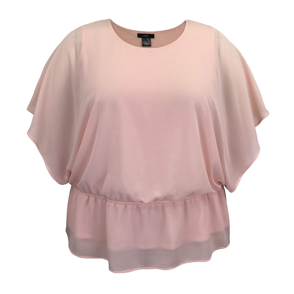 LEEBE Women and Plus Size Double-Layered Print Chiffon Poncho Blouse Top (Small-5X) (3X, Dusty Pink)